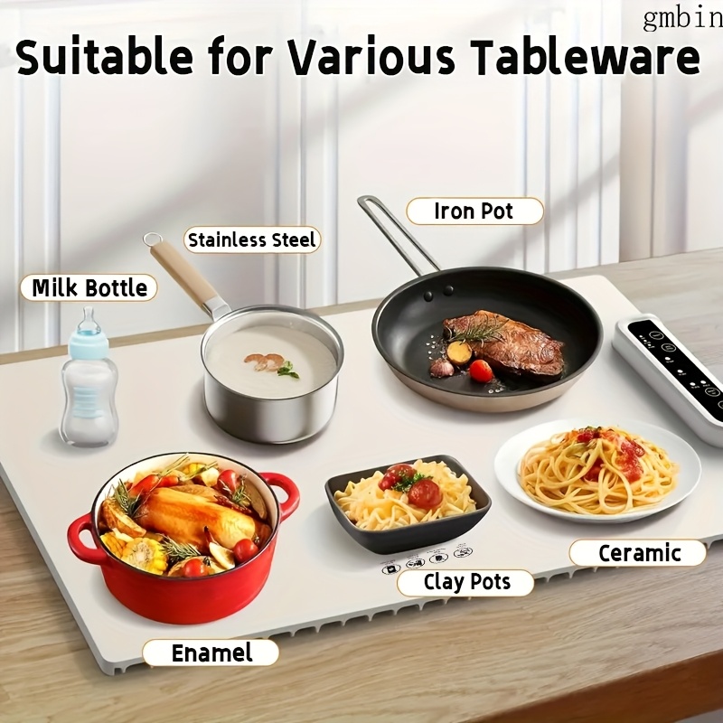 portable and foldable soft warming mat for home use multifunctional for keeping dishes warm and defrosting details 2