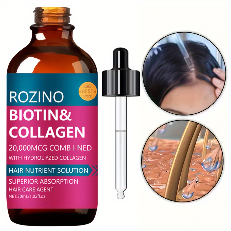 

30ml Biotin & Collagen Hair Serum, Smoothing Hair, With Hydrolized Collagen For Superior Absorption, Hair Care Solution