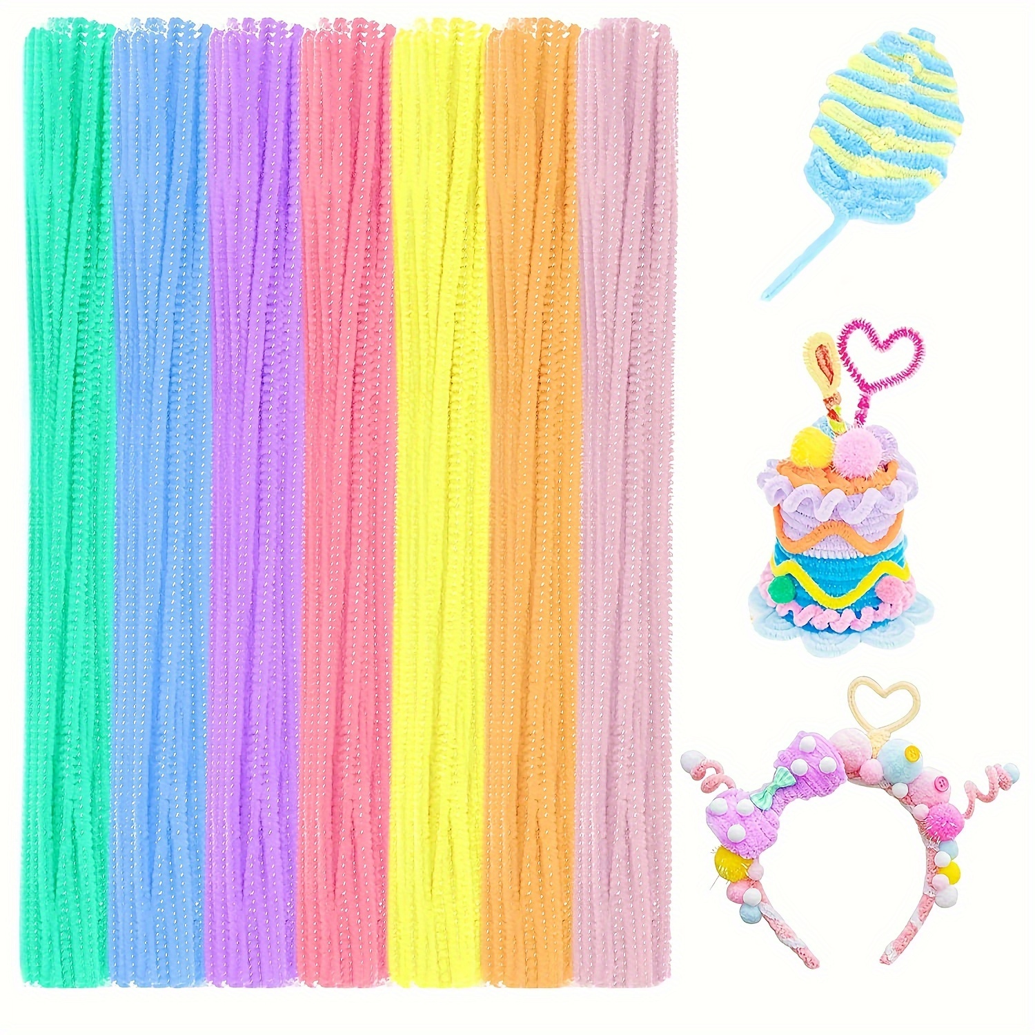 

200pcs Upgraded Macaron Pipe Cleaners Craft Chenille Stems Diy Art Supplies Fluffy Fuzzy Wire Sticks Bulk For Beginer