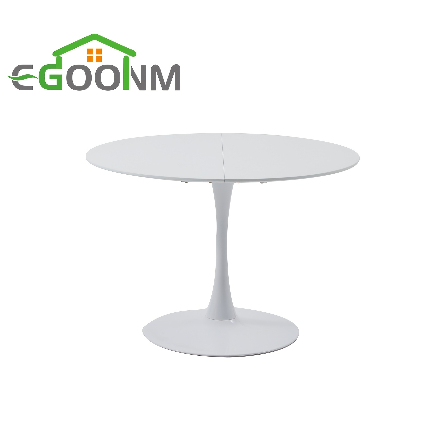Image of Egoonm 110cm Round Tulip Dining Table With Thickened Top And Metal Pedestal, Mid-century Modern Bistro Table For Kitchen, Small Spaces, Living Room, Cafe