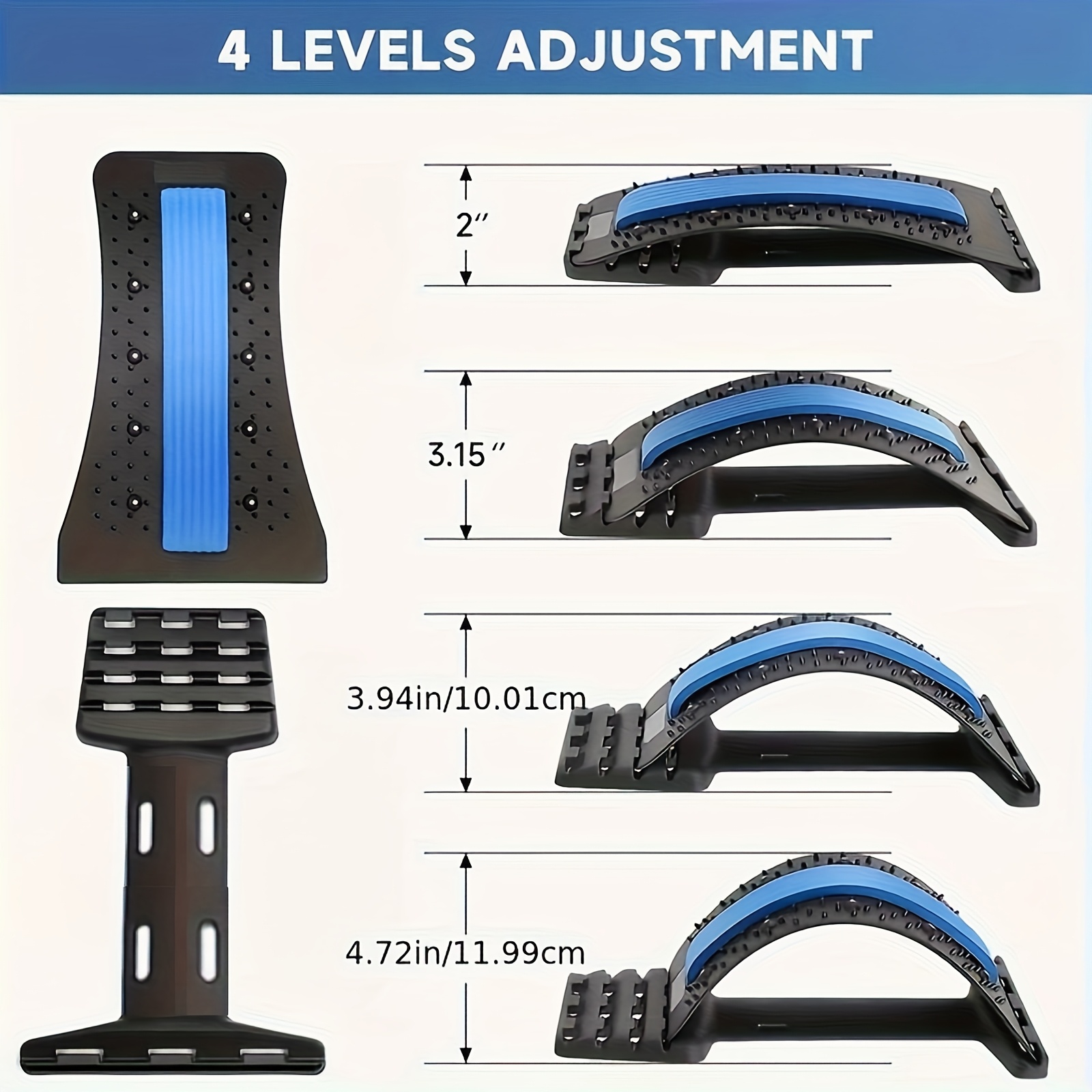 Relaxing Lumbar Backboard, Multi-Layer Rear Biscuit, Upper And Lower Back Stretching And Relaxation Waist Device Lumbar Support Spinal Board, with 3 Adjustable Settings, for Chair And Car, with Massager