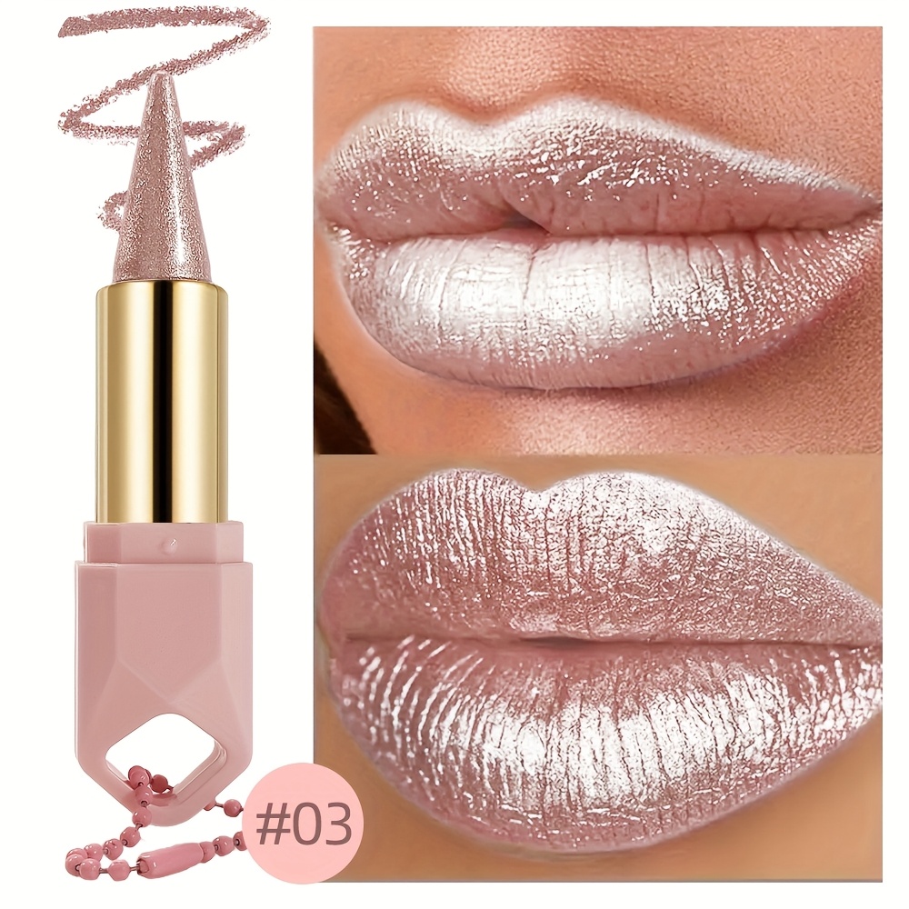 Image of 1pc Of Long-lasting Pearl Velvet Lipstick - Waterproof, Sweat-proof, Non-sticky, And Stain-resistant, With A Shimmering Glossy Shade Suitable For All Light Beige , An Ideal Valentine's Day Gift