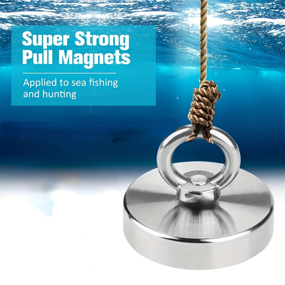 

1pc, 145.51lb Strong Powerful Neodymium Magnet Hook Salvage Magnet River Fishing Equipments Holder Pulling Mounting Pot With Ring