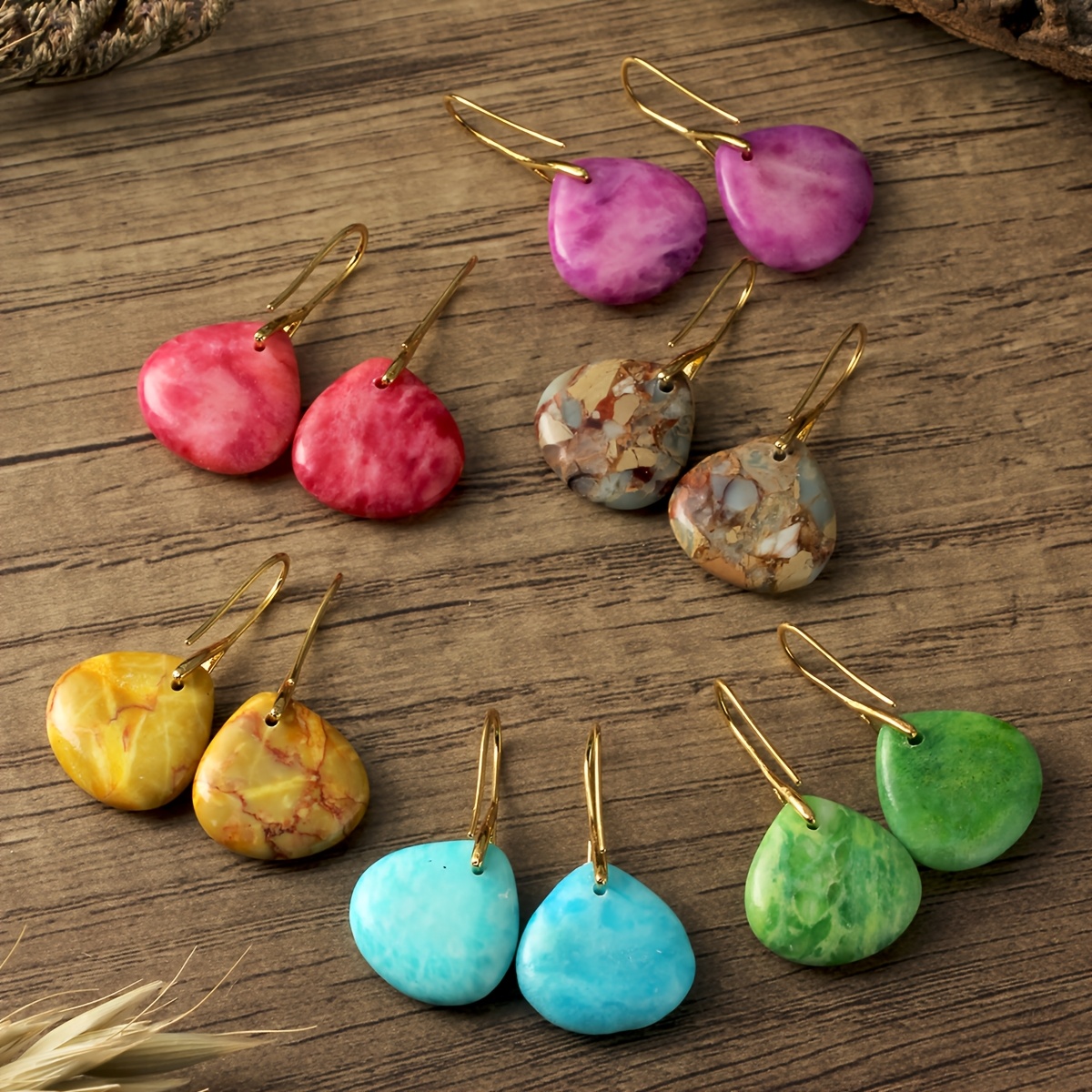 Spring Summer Colorful Stone Drop Earrings for Women