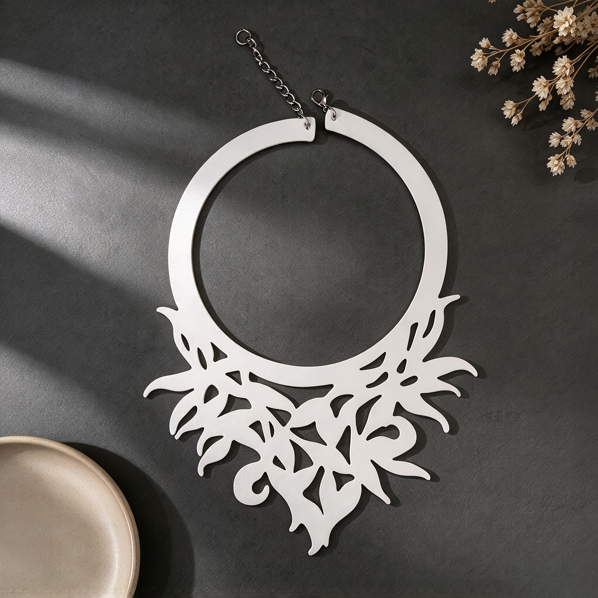 Gothic Hollow-Out Floral & Leaf Double-Layer Choker Necklace