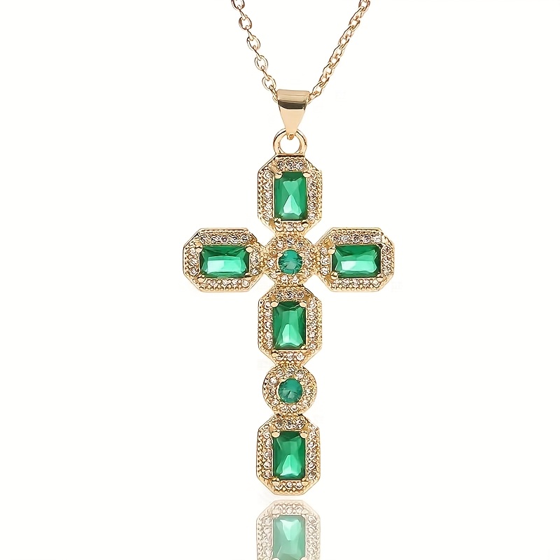 Image of A Luxurious And Fashionable Women' Religious Cross Pendant Necklace, Inlaid With Rhinestone Decoration, Fashionable Street Women's Collarbone Chain Jewelry Gift, Suitable For Daily Wear And Gifts