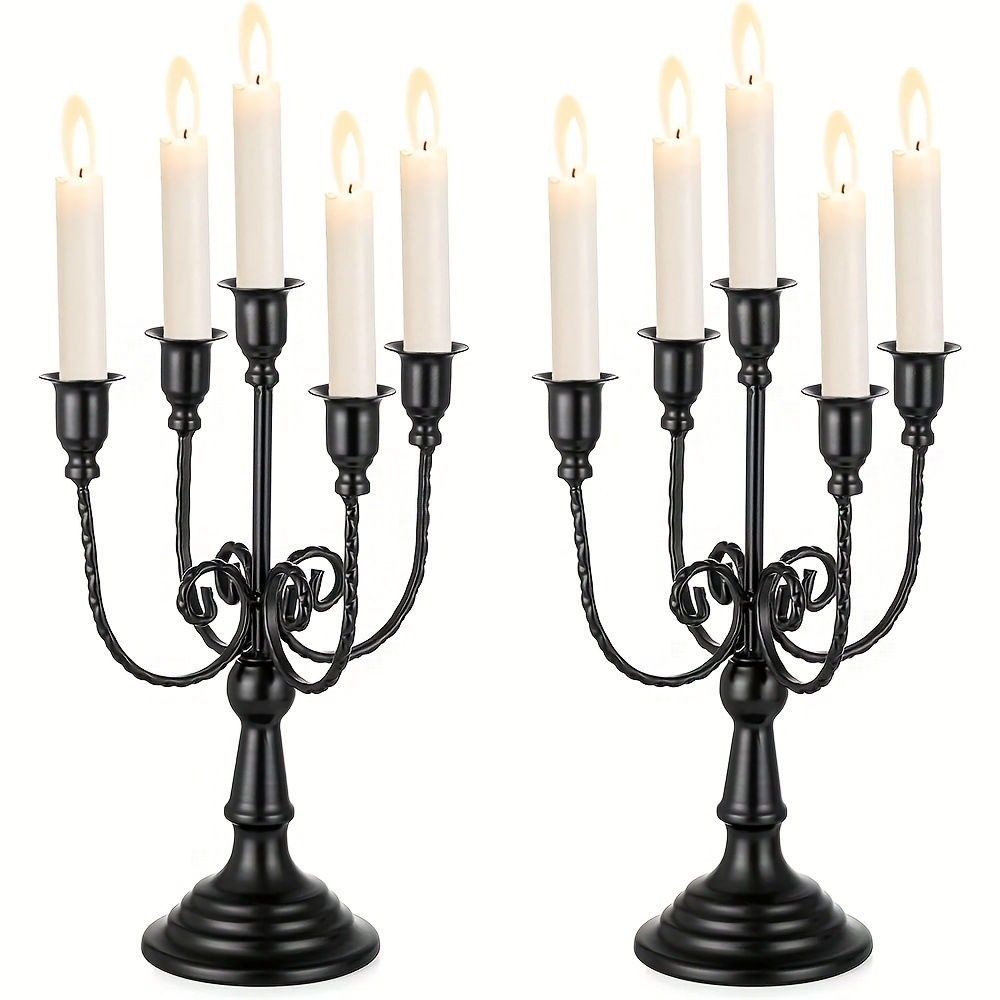 6er Set Schwarze Kerzenhalter Für Stabkerzen - Metall Kerzenständer 6,1 Cm Hoch, Deko Für Hochzeit, Dinner, Party