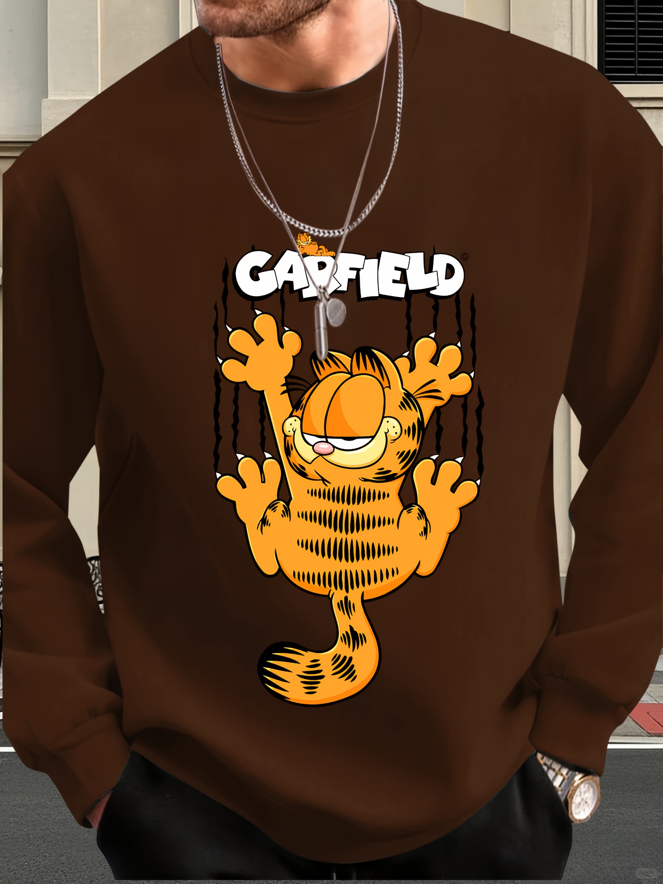 men's casual graphic print sweatshirt comfortable long Temu Brazil