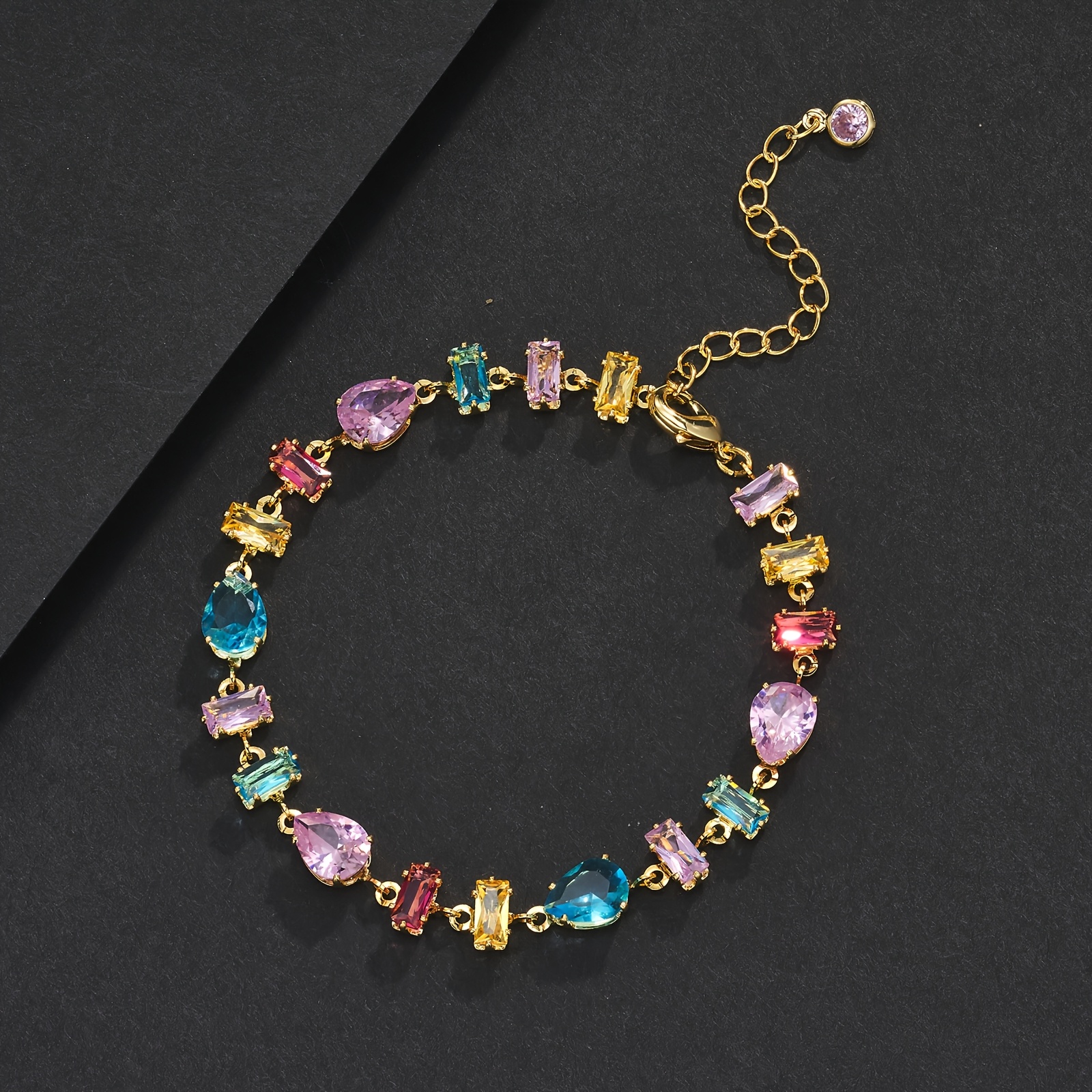 Image of Iced Chics 1pc Colorful Water Drop Square Bracelet, Fashionable And Beautiful, Candy Bracelet, Festival Gift, Date, Party, Daily Accessory