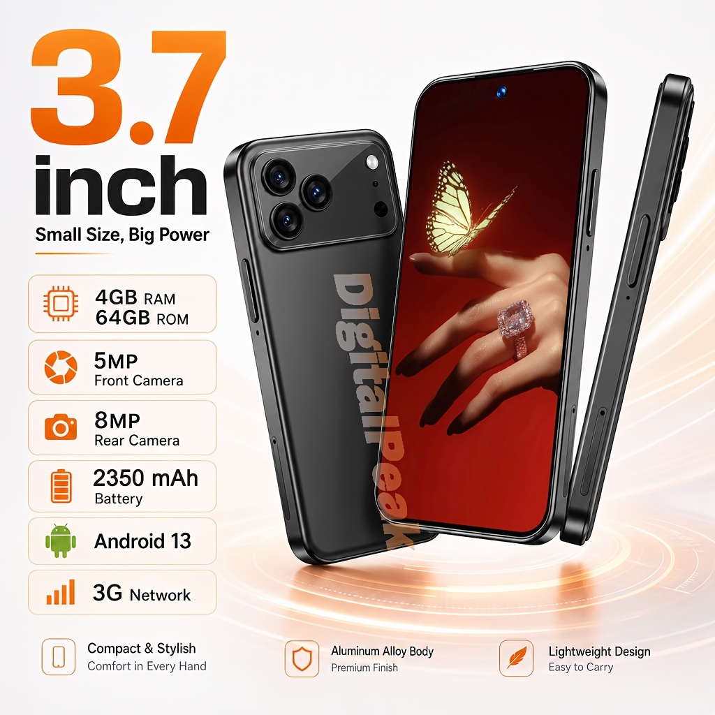Image of 3.7 Inch Smartphone 4gb 64gb Rom 13 Smallest Phone 5mp+8mp Dual Camera 2350mah Battery 3g For Teen Outdoor Hiking Camping Gps