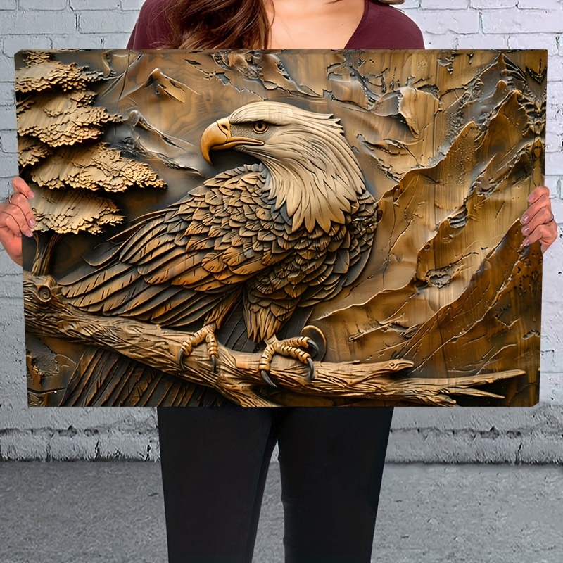 

1pc2d Wooden Framed Canvas Painting Eagle Wall Art Prints For Home Decoration, Living Room & Bedroom, Festival Party Decor, Gifts, Ready To Hang