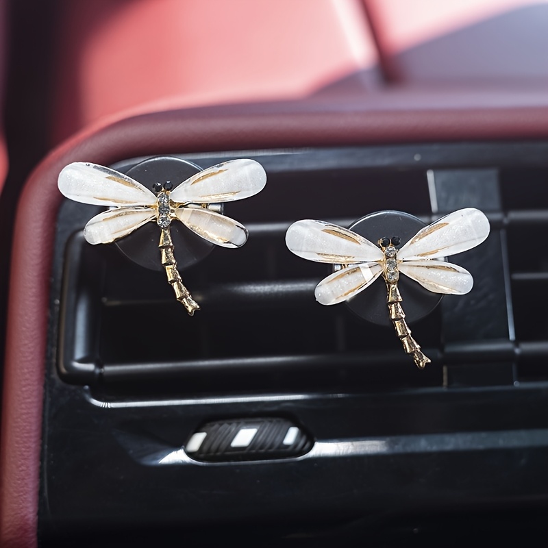 TEMU 2pcs Cute Little Dragonfly Car Air Freshener Diffuser Clips, Unscented, Dragonfly Car Vent Clips As Gifts, Without Battery