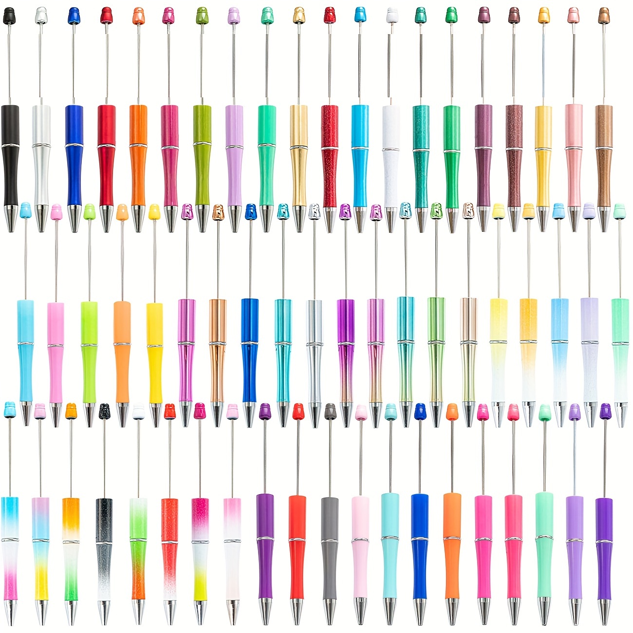 

10pcs/20pcs Plastic Beadable Pen, Diy Bead Pens Ballpoint Pen Ball Pen, Office School Supplies (random Color)