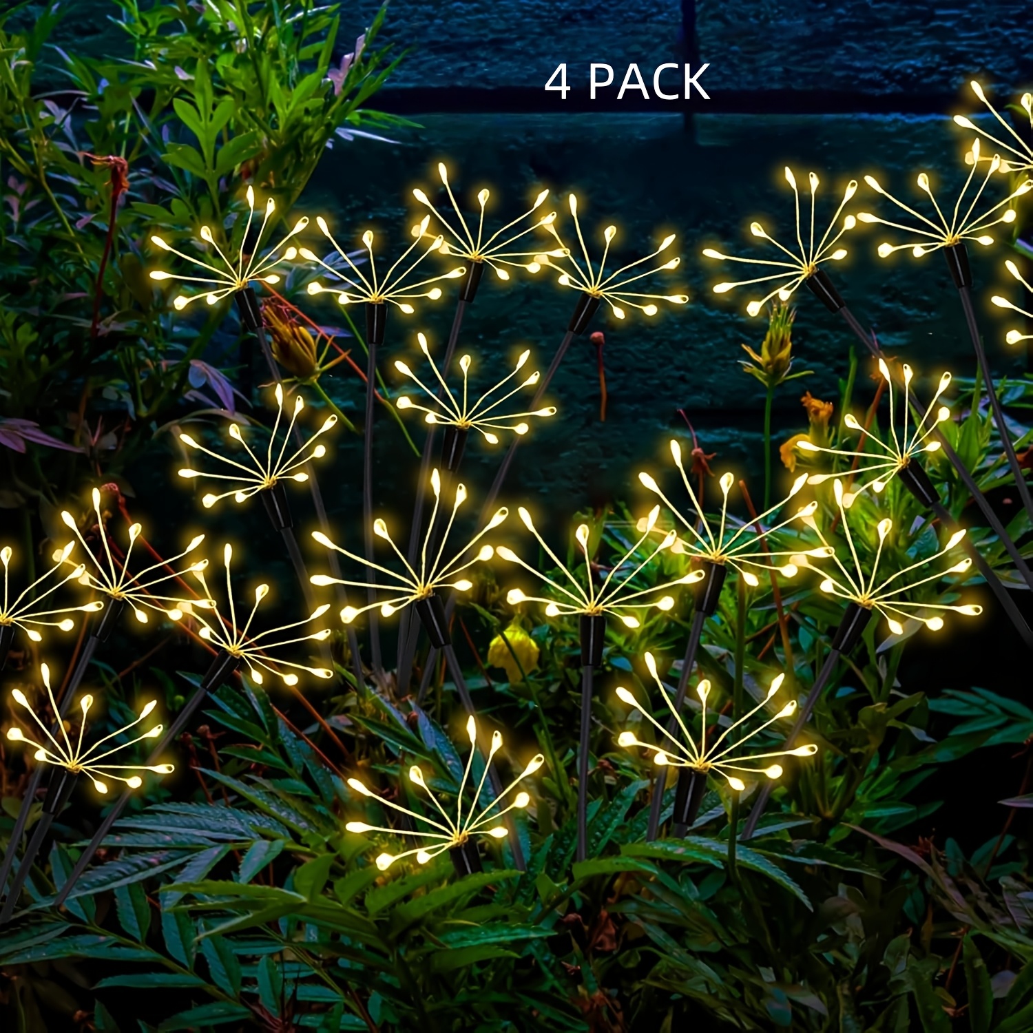 Image of 4/8-pack Warm White 60led Solar Fireworks Lights Outdoor Patio Decoration, 2 Sunset Lights, Lights, Suitable For Garden Balcony Patio, Party, Yard, And Christmas Holiday Decoration