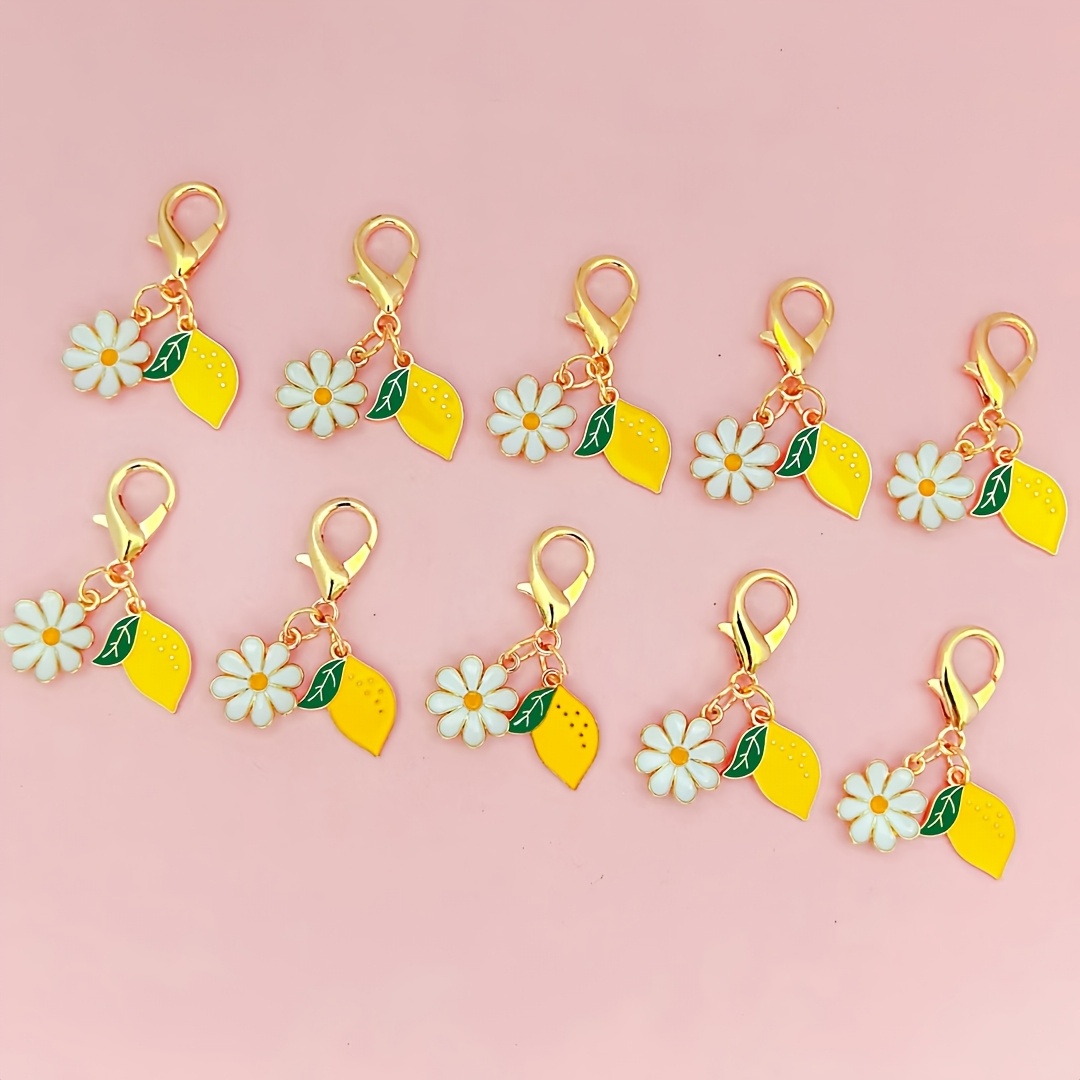 E-shop Ein Set aus 10 bezaubernden Sommer-Zitronen-Schlüsselanhängern, stilvolle Taschenanhänger, kreative Ergänzungen für Frauen, ein Geschenk, das