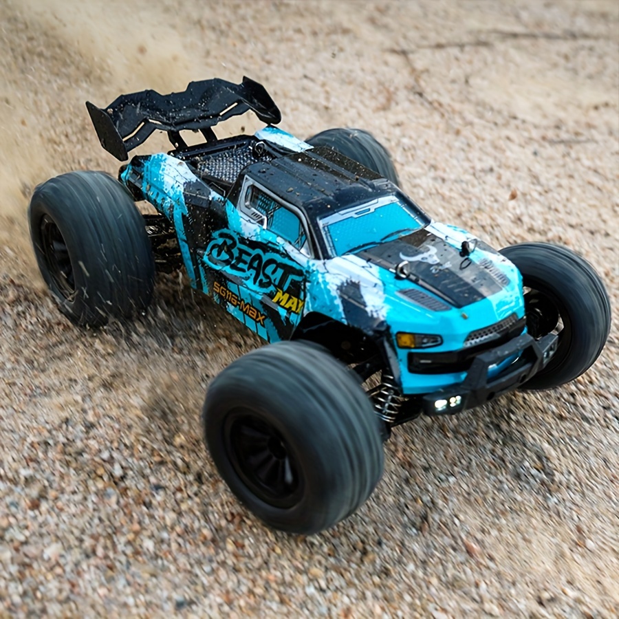 

With 2 Batteries New Sg116 2.4ghz 70km/h Professional Rc Car: Brushless Motor, 1:16 Scale 4wd Alloy Off-road Climbing Vehicle, Led Lights Beginners Men's Present