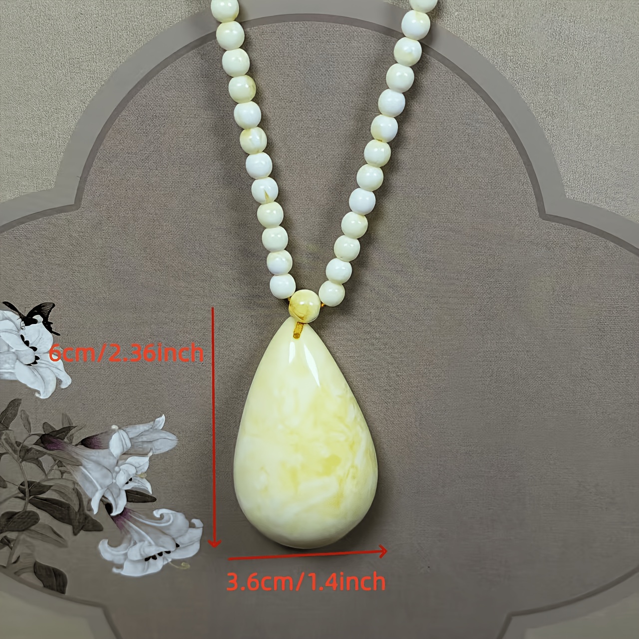 Unisex White Peace Water Drop Shaped Pendant Necklace
