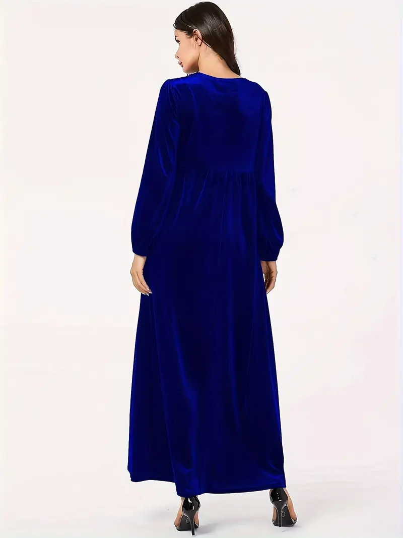 elegant loose winter dresses with sleeves Women Elegant Retro Short Loose V-Neck Long Sleeve Velvet Solid Color Dress Fall Winter Fashion Clothing Wine Red XL
