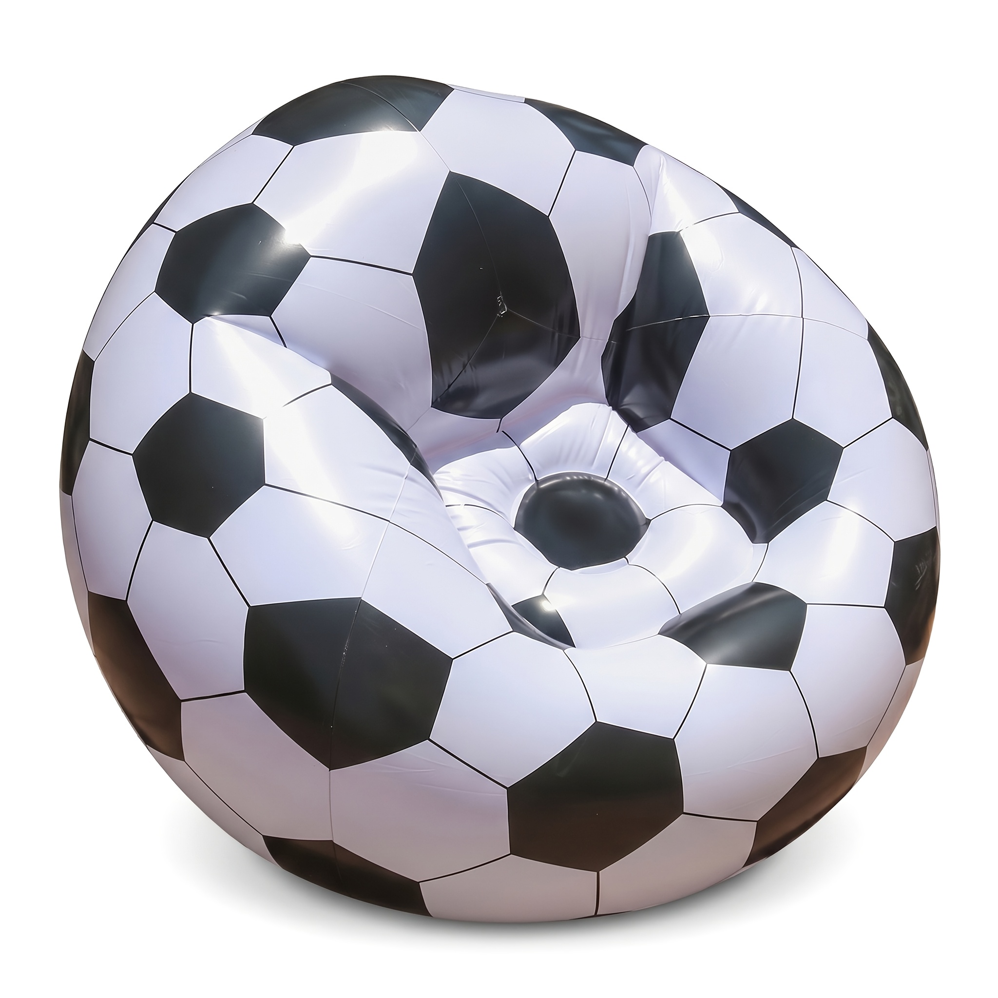 TEMU Opblaasbare bank | Luie loungestoel met voetbalpatroon, enkele opvouwbare bank | voor woonkamer, balkon, kamperen, picknick, achtertuin,