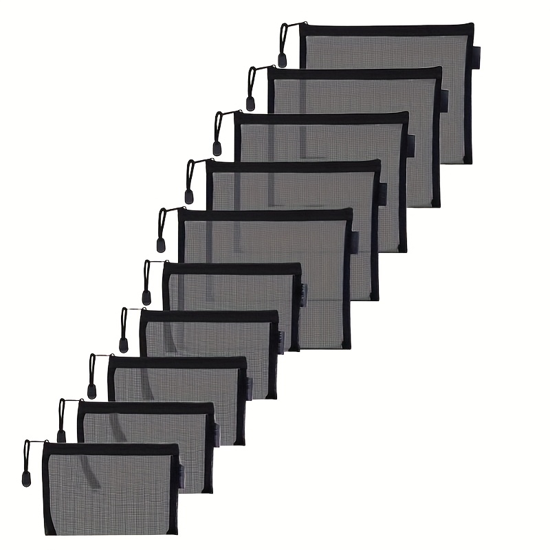 E-shop 10er-Pack Nylon-Mesh Kosmetik-Organizer- - 2 Größen für Make-up-Täschchen (9.06x7.48 Zoll & 8.66x4.72 Zoll), in Schwarz für Ihre Organisation