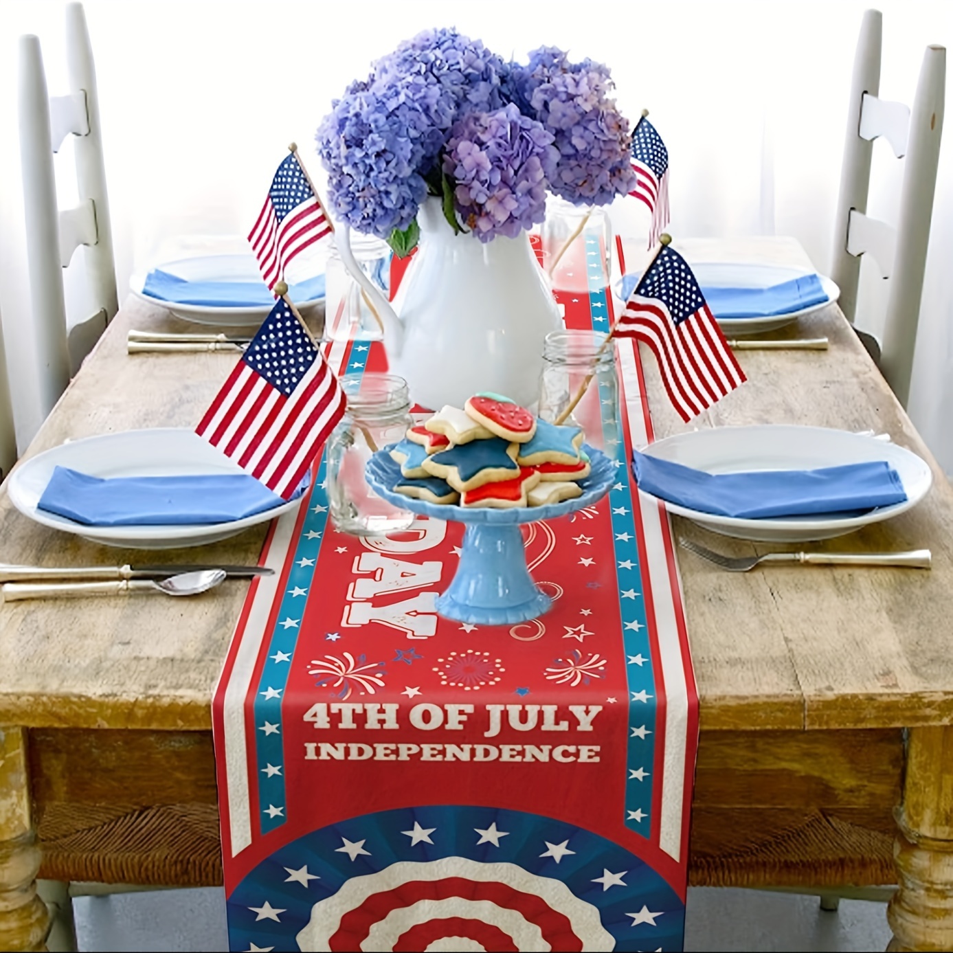 4th Of July Patriotic Table Runner – 13x72 Inch, Linen Material, Indoor/Outdoor Decor For Independence Day