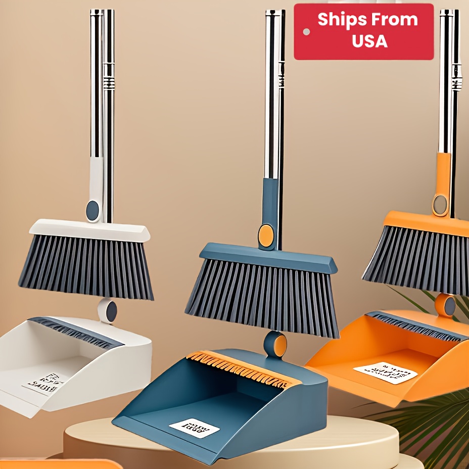 sturdy indoor broom and dustpan set with collapsible stainless steel handle soft bristles for hard floors for home   office living room essential cleaning products practical sweeping kit Product details 0