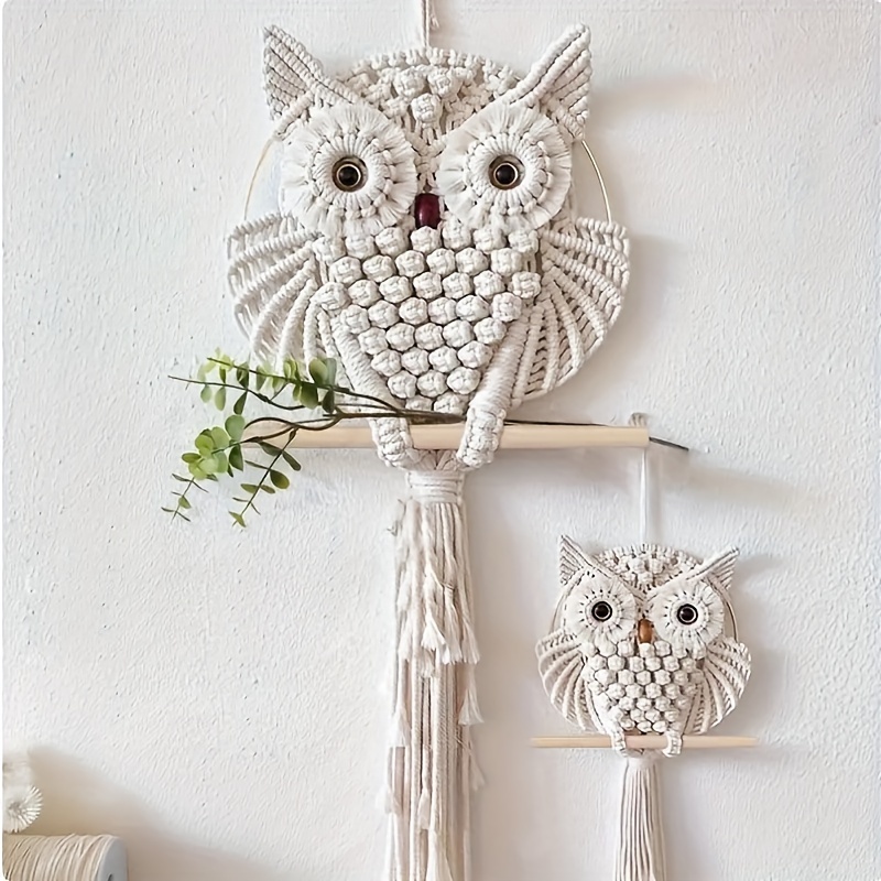 

Bohemian Owl Wall Hanging Tapestry - Handwoven Macrame Art Decor, Animal Theme Fabric Home Decoration For Living Room & Bedroom, No Power Needed, Featherless, Occasion, 1pc (small/large)