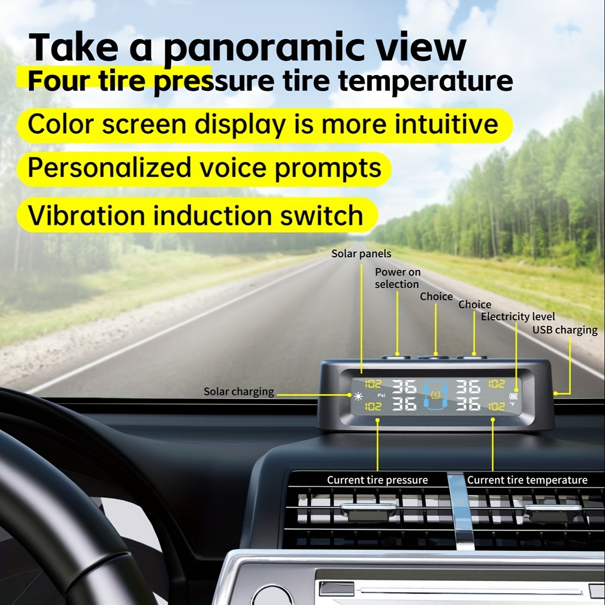 Wireless Solar TPMS Monitor with External Sensors product detail image 3
