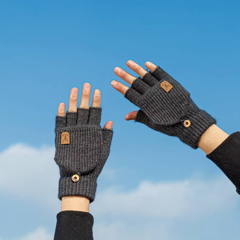 Thick Winter Warm Fingerless Gloves Driving Gloves Knitted Half Finger