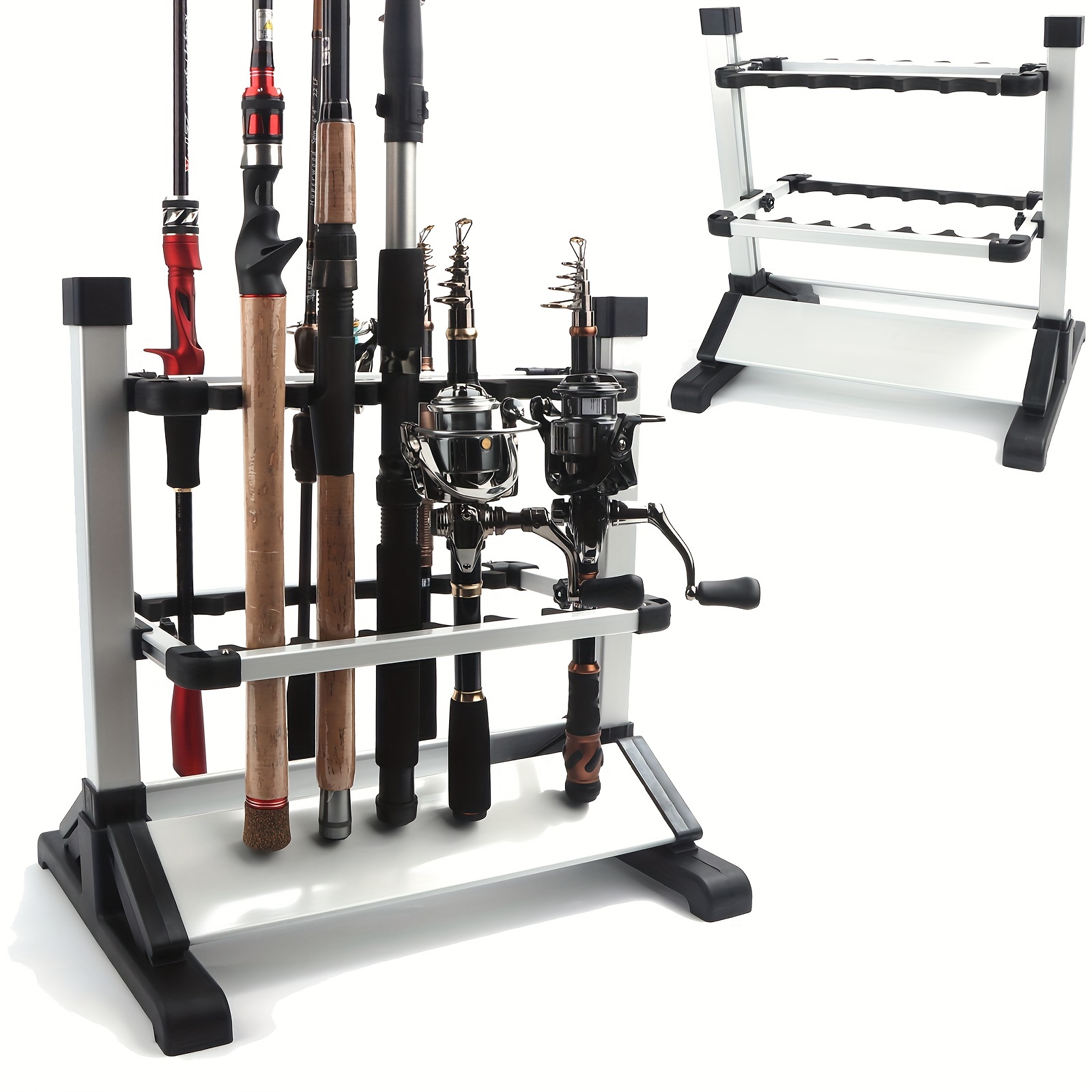 

Yvleen Fishing Rod Rack - Portable Aluminum Rod Holder, Holds Up To 12 Or 24 Rods, Fishing Pole Storage Organizer For Garage Or Home