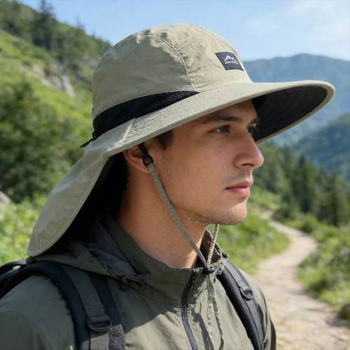 1 pack unisex stylish mens sun hat fishing hiking and camping breathable polyester hand washable khaki black navy blue 3 different colors