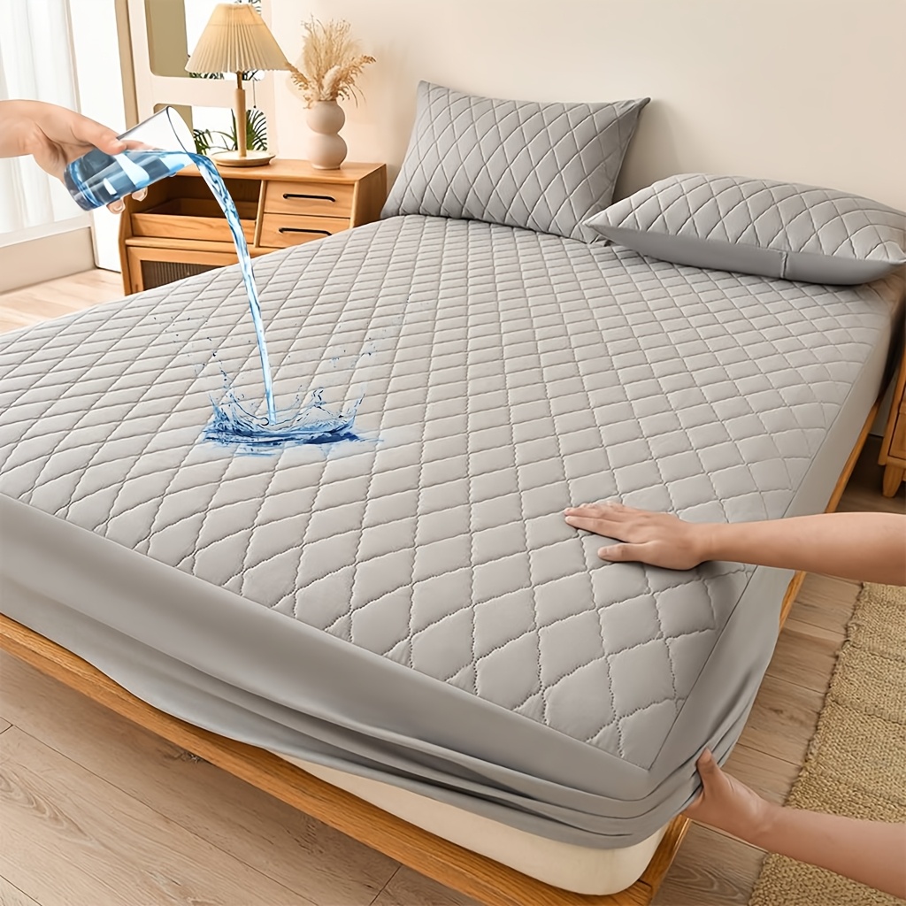 TEMU 1pc Soft Waterproof Mattress Protector (no Pillowcase) - Breathable & Cool Bed Sheet, Machine Washable, 4 Sizes (twin/full/queen/king), Snug