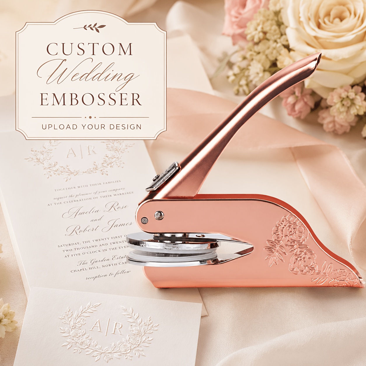TEMU Custom Wedding Logo Embosser, Your Artwork Embossing Seal, Personalized Paper Embosser For Invitations, Envelopes And Wedding Stationery