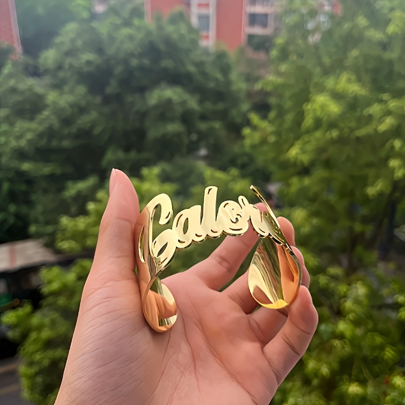 TEMU Customized Simple And Popular Hip-hop Style Bracelet, Stainless Steel, Personalized Name Engraving, Suitable For Daily Wear And Parties, Ideal