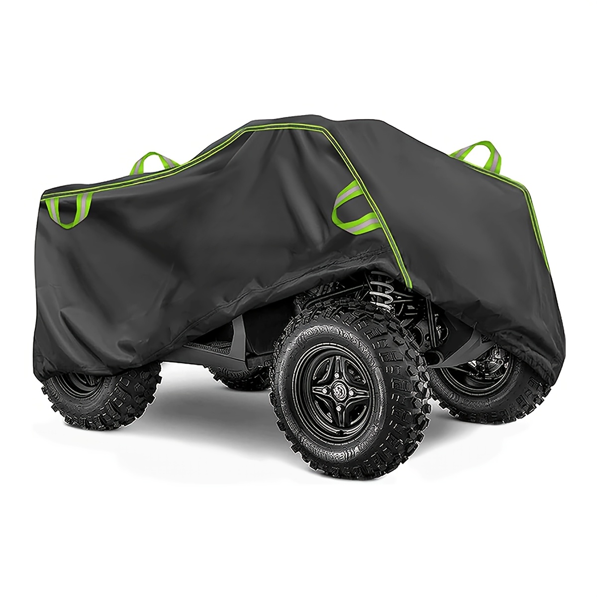 

Heavy-duty Atv Cover, Black With Green Accents - 210d Polyester, Tear-proof & Waterproof Protection For Kawasaki, For Honda, , Quads - Includes Storage Bag