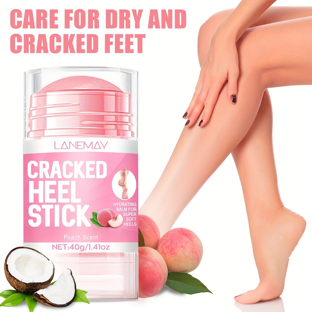 

40g Peach Foot Balm Moisturizer With Coconut Oil, Hydrating Foot Balm For Dry Cracked Feet - Foot Care For Women And Men