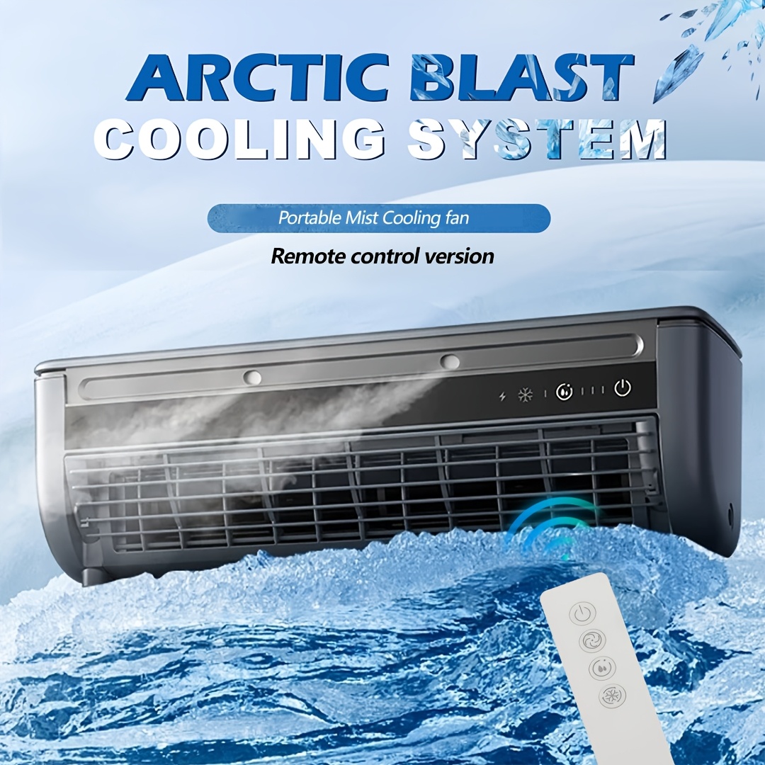 Ventilateur Brumisateur et Rafraîchisseur d'Air Évacuatif Puissant 3-en-1 avec Télécommande | Flux d'Air Super Puissant avec Fonction d'Humidification, Convient pour Maison, Bureau, Voiture et Autres 