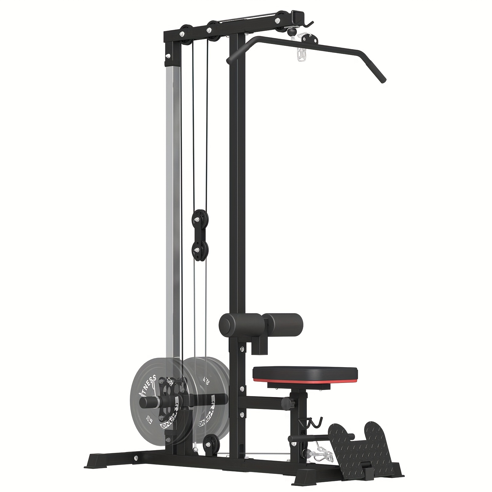 

Lat Tower, Lat Pull Down And Lat Row Cable Machine With Flip-up Footplate, High And Low Pulley Station, Home Gym Back Exercise Weight Machine