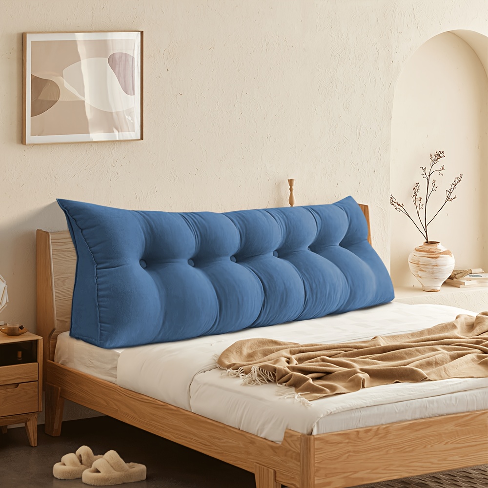 Triangular Wedge Pillow Headboard, 180x50x20cm, With Removable Cover Back Rest Pillows, Washable Reading Pillow Lumbar Cushion Neck Support Pillow For Bed And Sofa (dark Blue)