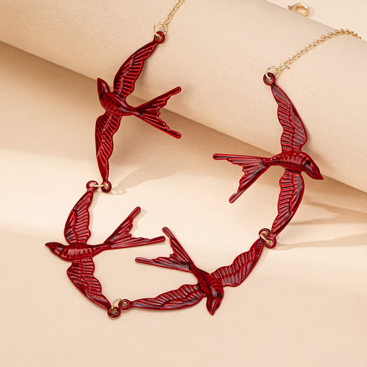 Vintage Versatile Red Lucky Swallow-Shaped Necklace
