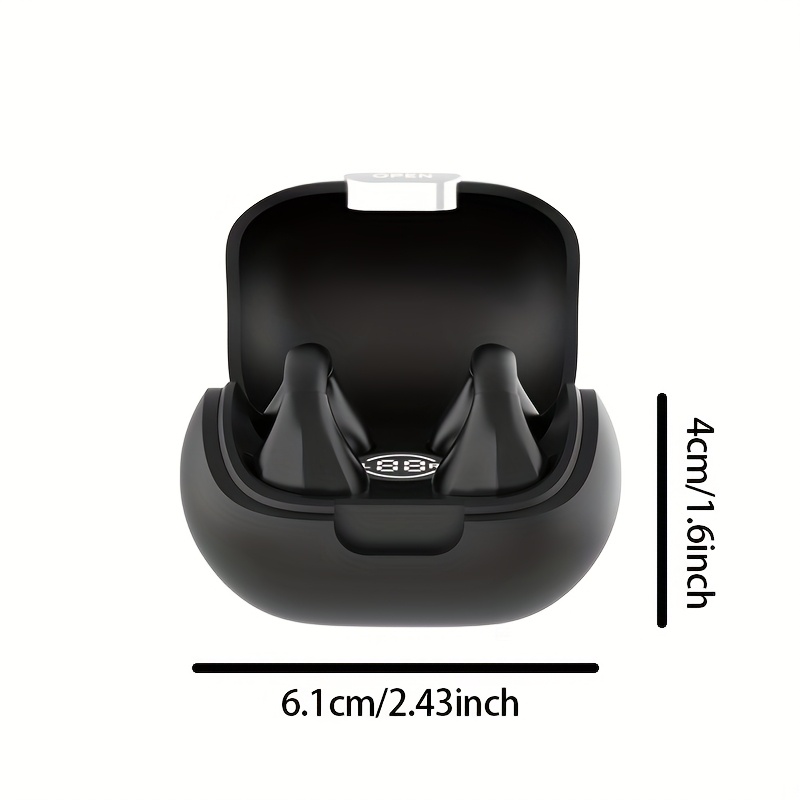 TEMU Wireless 5.3 Earphones, High-definition Microphone Stereo Hifi, 2025 Wireless Clip On Earphones 40h Led Earphones, Wireless Earphones Suitable