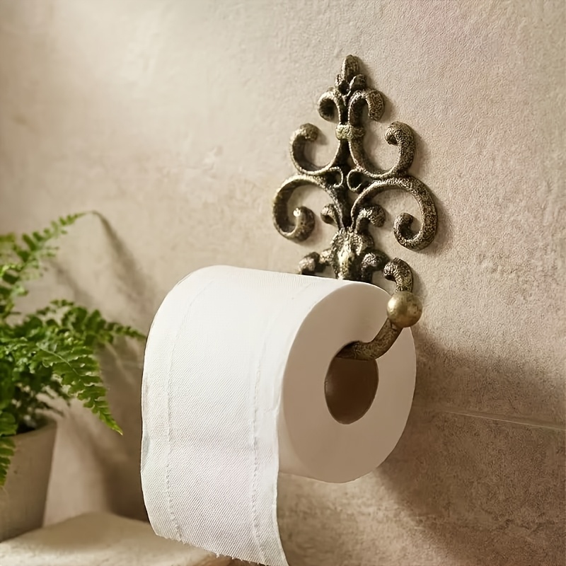 TEMU European-style Cast Toilet Paper And Towel Rack, Roll Toilet Paper Holder And Storage Rack For Home Use, Featuring A Copper-like . Ideal For