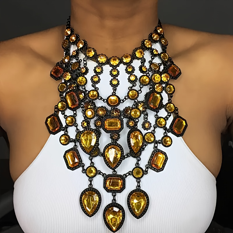 

Lady Rhinestone Bib Personality Chunky Neck Necklace Nightclub Body Chain