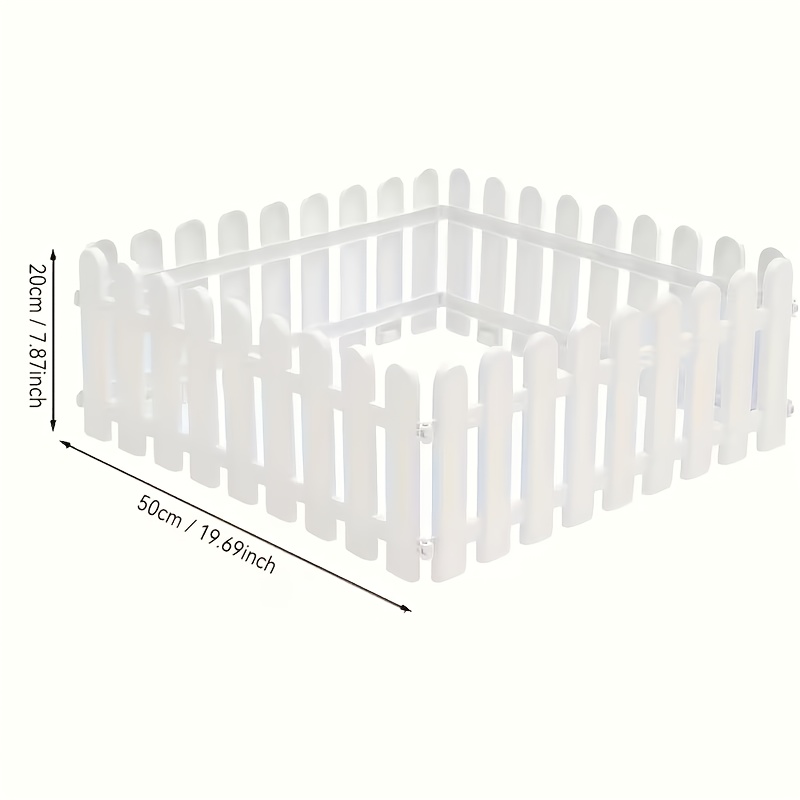 Image of 【2d Flat】 [2d Flat] 4pcs White Fence Panels - Rustic European Style Outdoor Landscape Border, For Gardens And Flower Beds, Natural Ambiance Fencing | Outdoor Decorative Fence