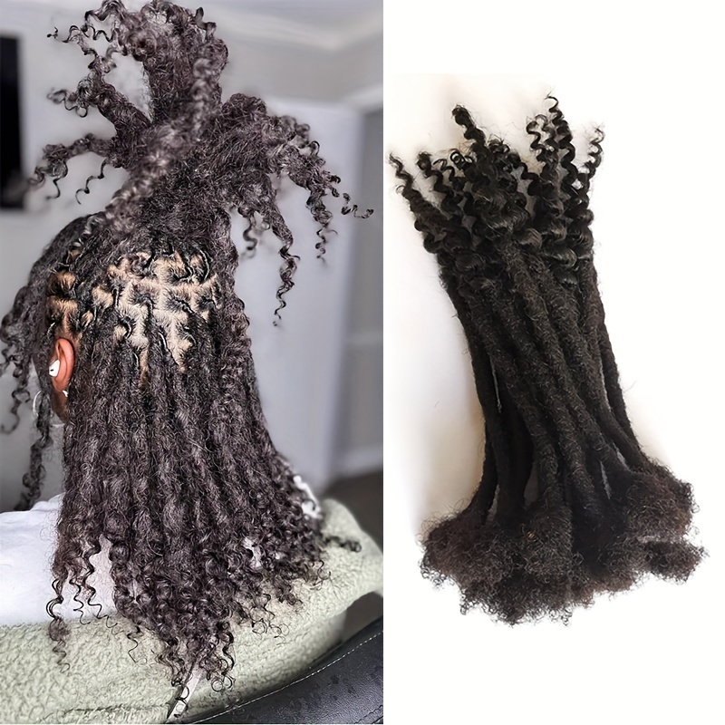 

Human Hair 0.6cm Kinky Locs With Curly Ends Extensions 10 Strands/20 Strands Extensions (0.6cm 8inch, Natural Black)