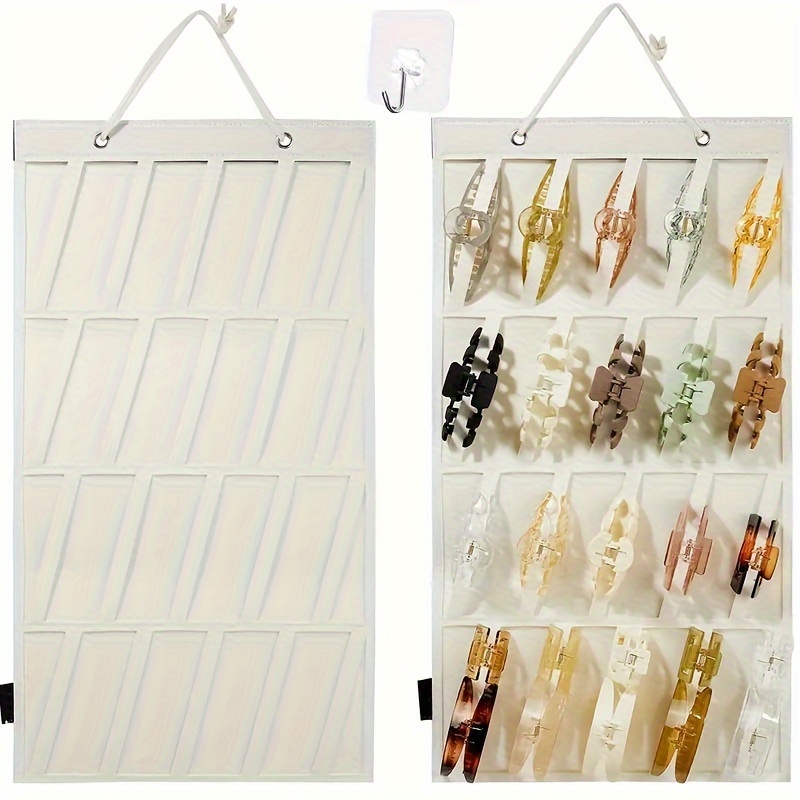 

Claw Clip Organizer Holder Hanging Claw Clips Storage For Women Girls Big Claw Clip Display For Wall, Door, Closet Off-white 1pcs