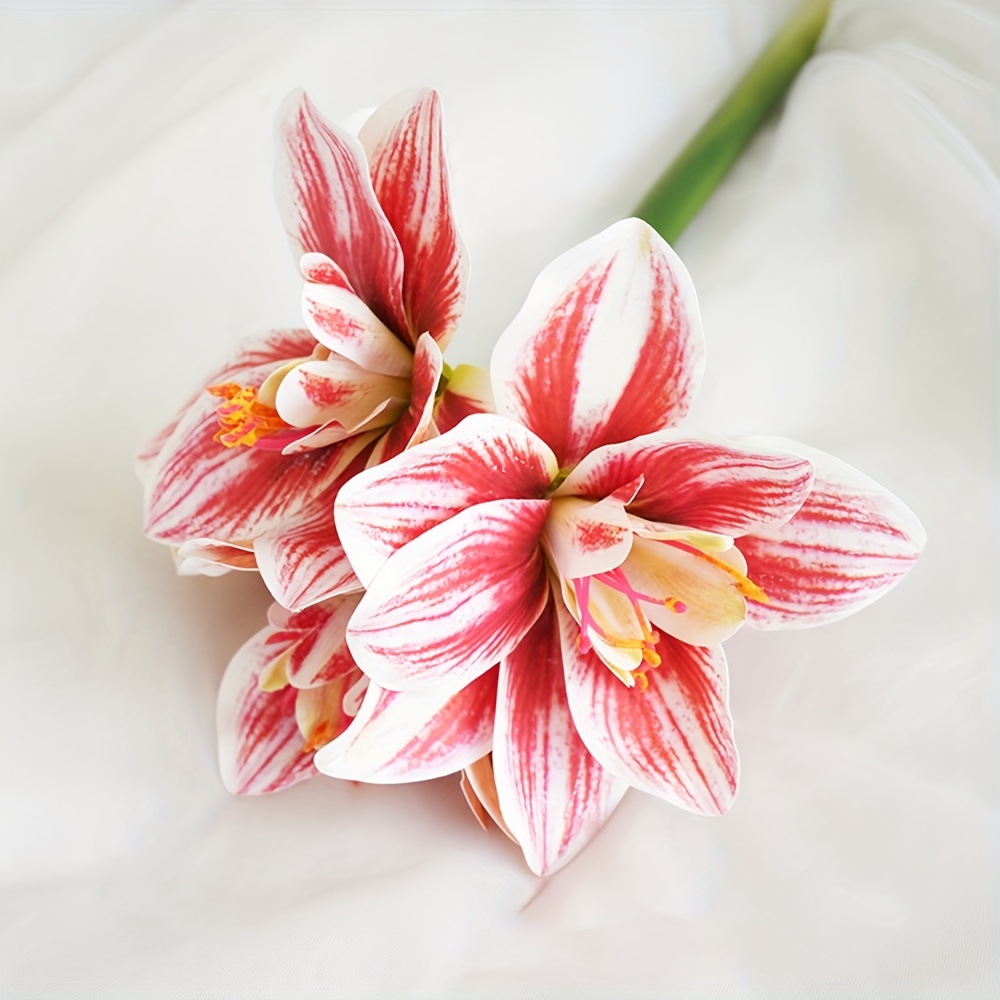 1pc Artificial Flowers Real Touch Large Household Plant Clivia Flowers Faux Belladonna Lily For Home Office Hotel Decoration Wedding Centerpiece Bouquet