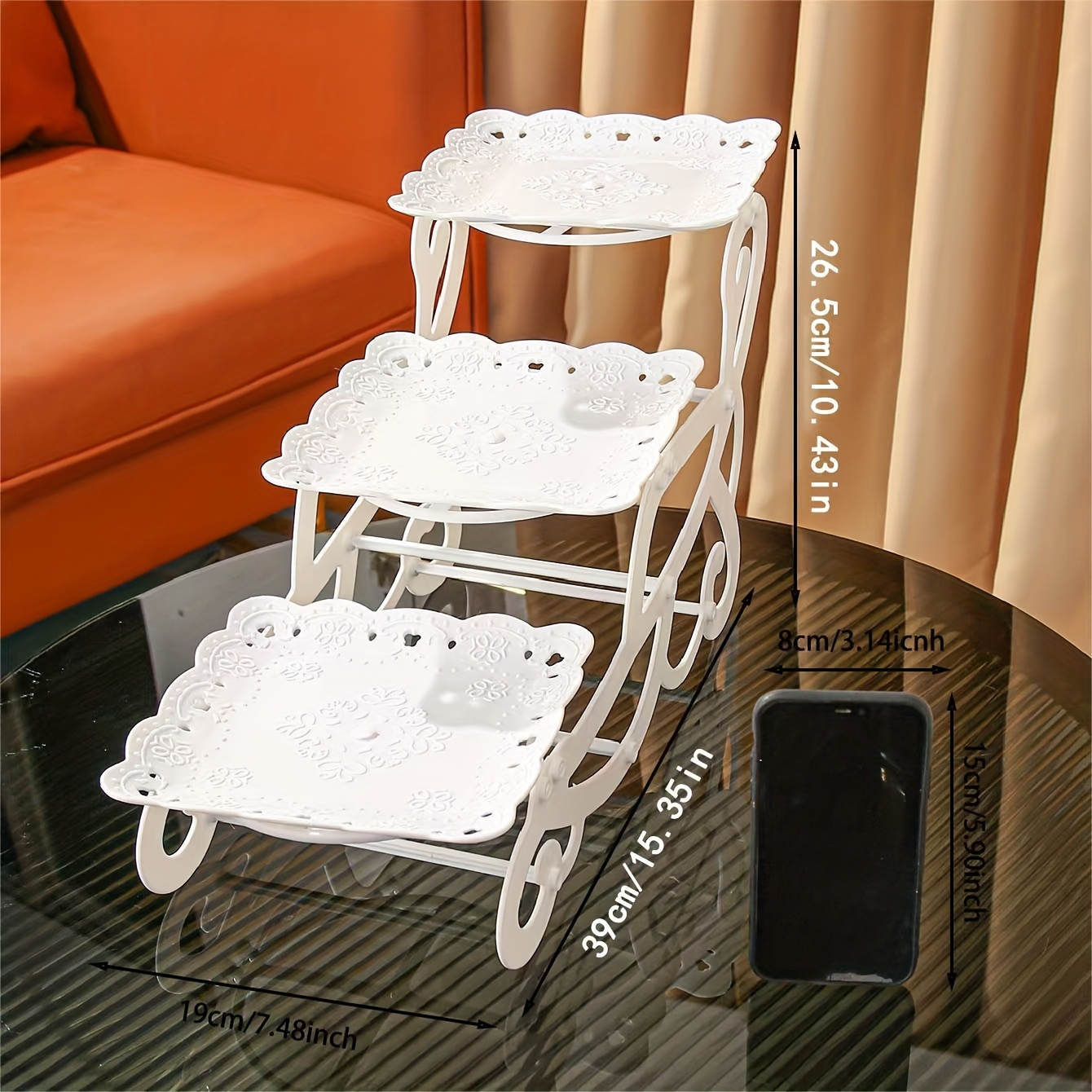 1pc Three-layer Plastic Skewer Tray Household Kitchen Dining Room Service Tray Suitable For Tea Set Water Set Candy Biscuit Bread Wedding Banquet Gift Birthday