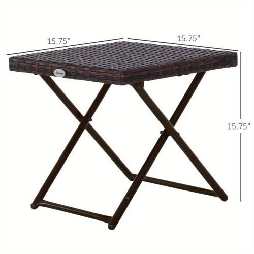 table folding patio outdoor side table brown