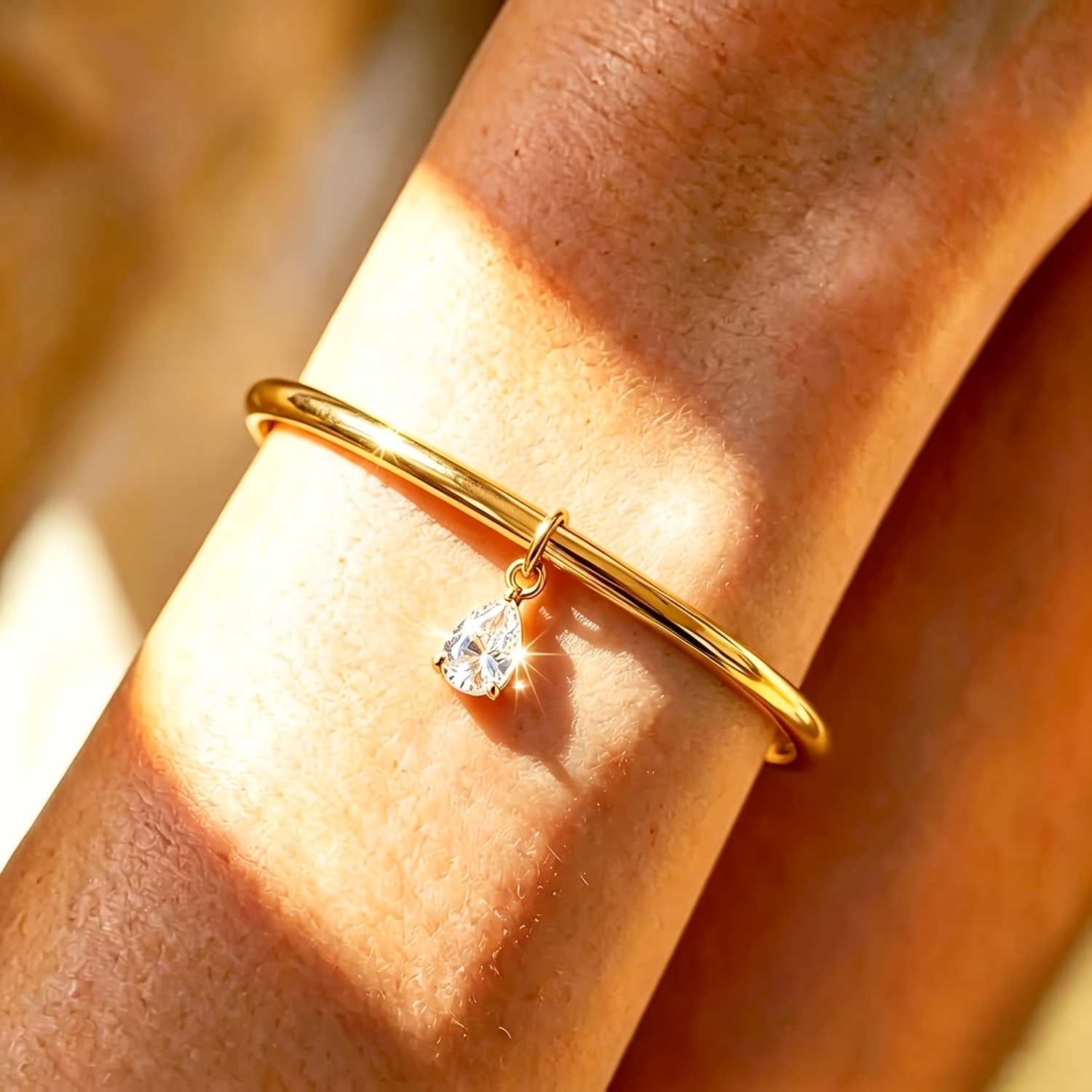 TEMU A Minimalist, Sexy, And Light-luxury 18k Gold-plated Sparkling Bracelet With An Exquisite Teardrop Pendant Design. In Multiple Colors, This